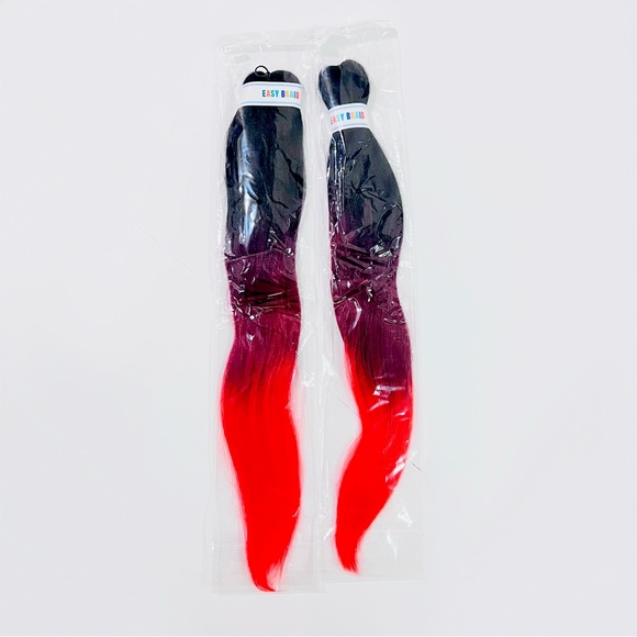 NIP 2 Red/Black Ombré Kanekalon Yaki 26” Pre-Stretched Braiding Extension Hair - Picture 2 of 6